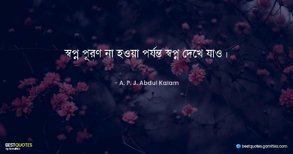 স্বপ্ন পূরণ না হওয়া পর্যন্ত স্বপ্ন দেখে যাও। - A. P. J. Abdul Kalam