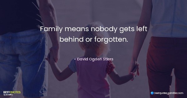 Family means nobody gets left behind or forgotten. - David Ogden Stiers
