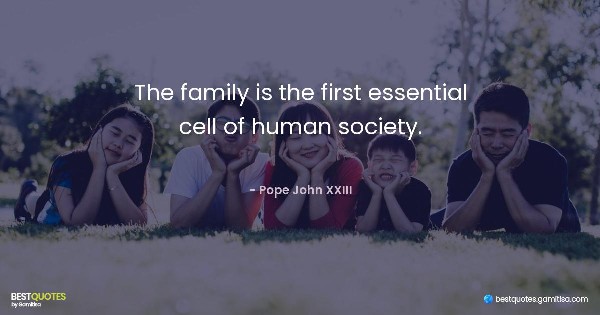 The family is the first essential cell of human society. - Pope John XXIII