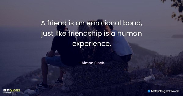 A friend is an emotional bond, just like friendship is a human experience. - Simon Sinek