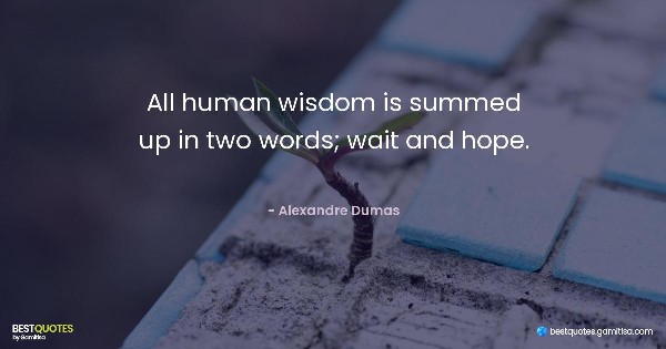 All human wisdom is summed up in two words; wait and hope. - Alexandre Dumas