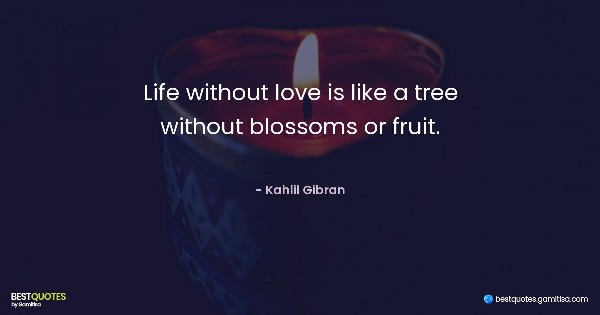 Life without love is like a tree without blossoms or fruit. - Kahlil Gibran