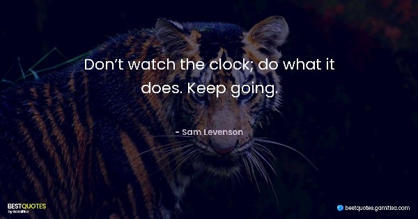 Don’t watch the clock; do what it does. Keep going. - Sam Levenson