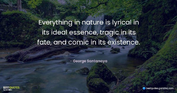 Everything in nature is lyrical in its ideal essence, tragic in its fate, and comic in its existence. - George Santanaya