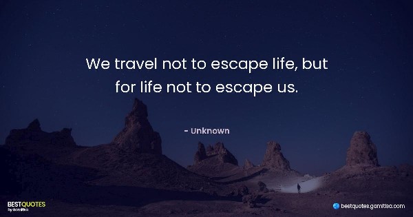 We travel not to escape life, but for life not to escape us. - Unknown